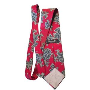 Christian Dior‎ Monsieur Red Paisley Silk Necktie Made in Italy